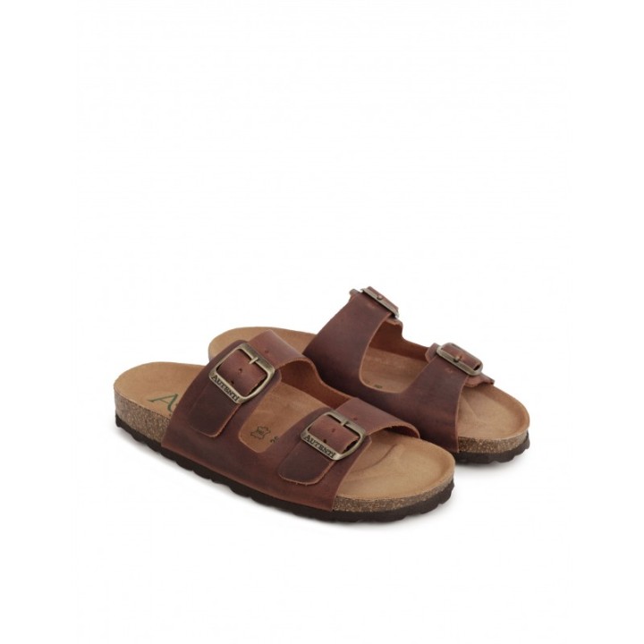 AUTENTI Sandalias Bio Hebillas Marrones