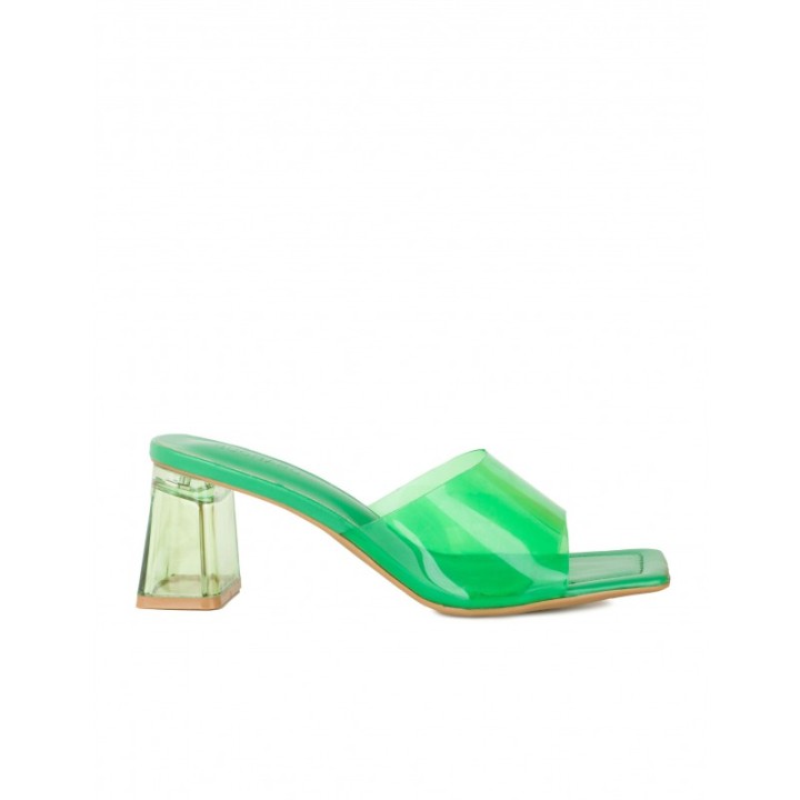 Sandalias Mules Vinilo Verdes