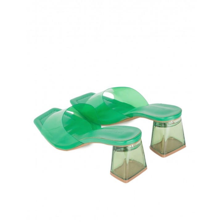 Sandalias Mules Vinilo Verdes