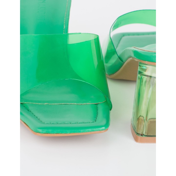 Sandalias Mules Vinilo Verdes