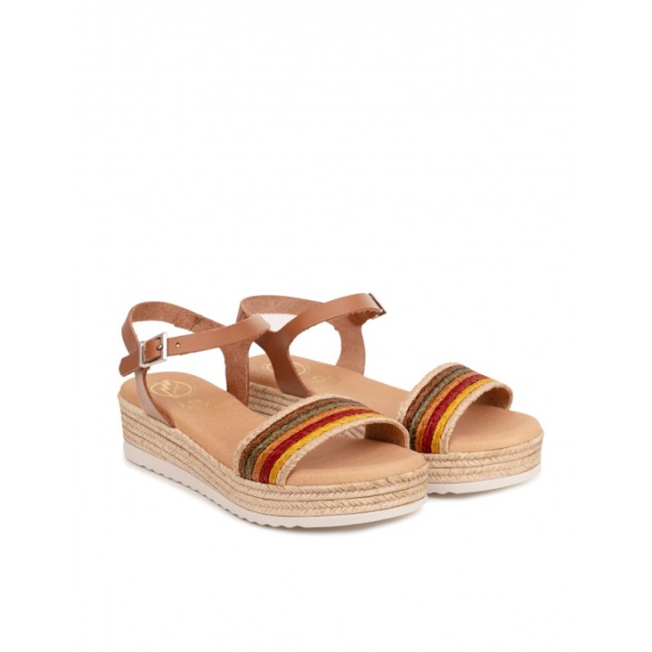Sandalias Cuna Baja Rafia Colores PERA LIMONERA