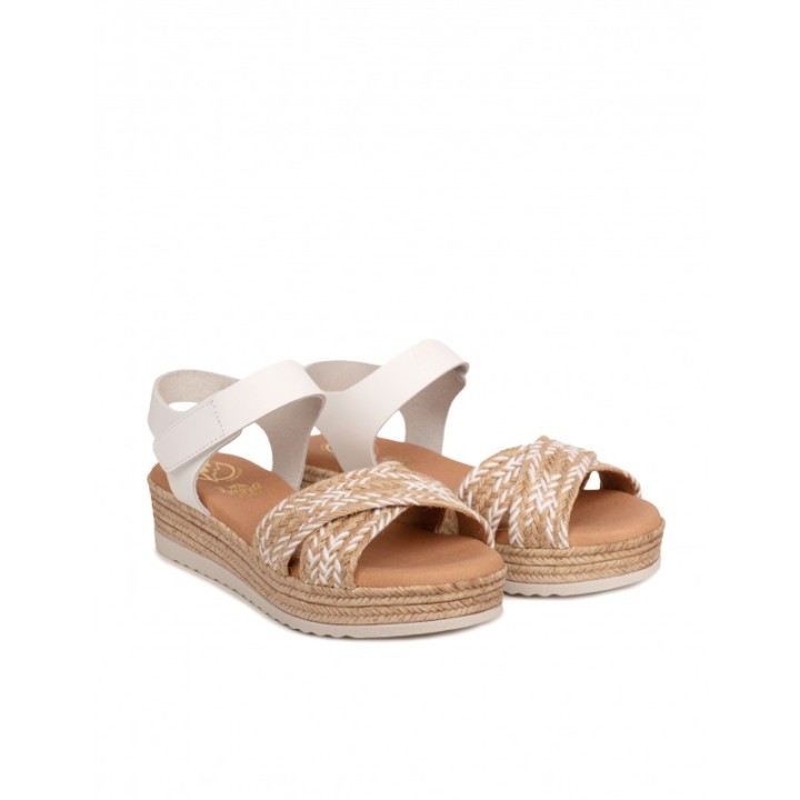 Sandalias Plataforma Velcro Rafia PERA LIMONERA