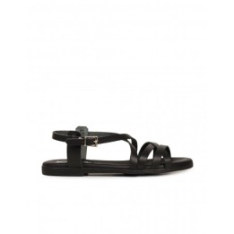 Sandalias Planas Piel Negras PERA LIMONERA