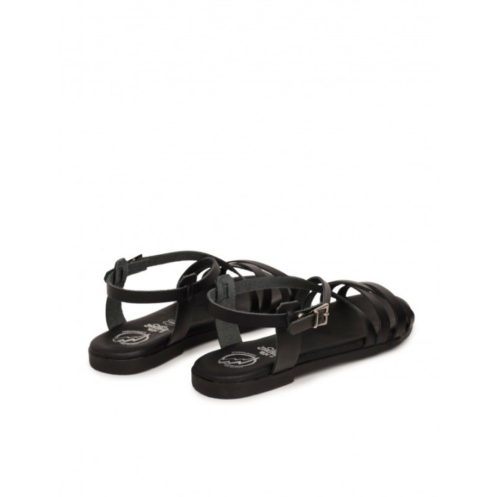 Sandalias Planas Piel Negras PERA LIMONERA