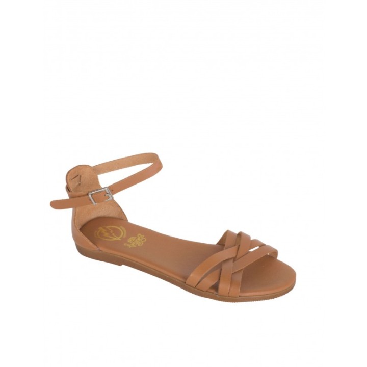 Sandalias Planas Trasera Piel Marron PERA LIMONERA