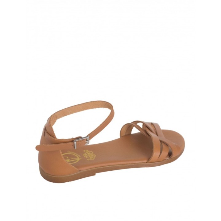 Sandalias Planas Trasera Piel Marron PERA LIMONERA