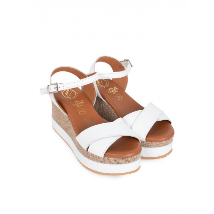 Sandalias Cuna Tiras Cruzadas Piel Blanca PERA LIMONERA