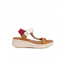 Sandalias Velcro Tiras Multicolor Rojo PERA LIMONERA