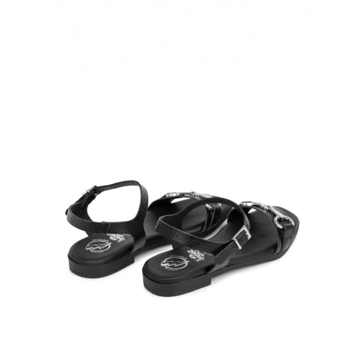 Sandalias Cadena Planas Piel Negra PERA LIMONERA