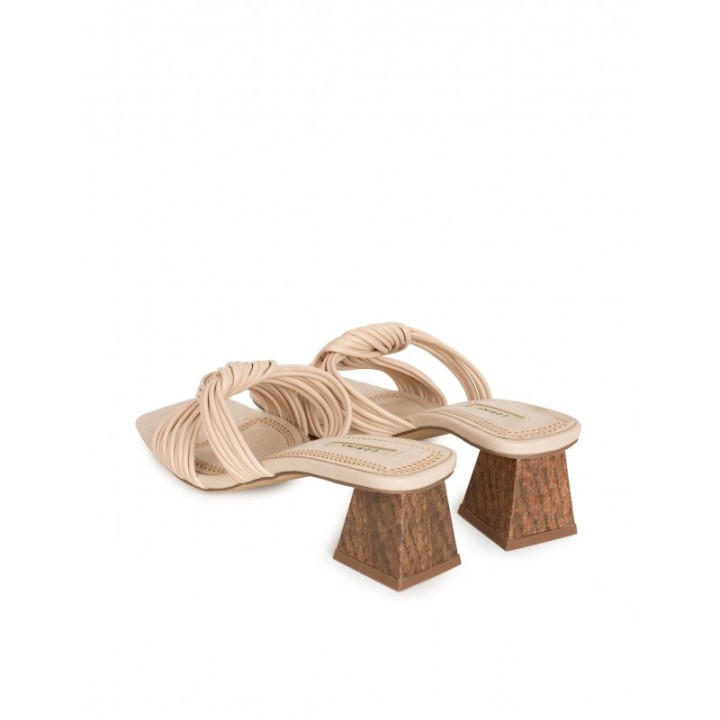 Sandalias Destalonadas Nudo Beige