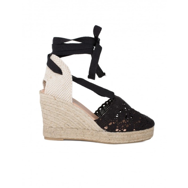 Alpargatas Cintas Crochet Negras PERA LIMONERA
