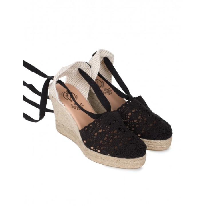 Alpargatas Cintas Crochet Negras PERA LIMONERA