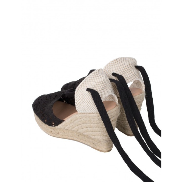 Alpargatas Cintas Crochet Negras PERA LIMONERA