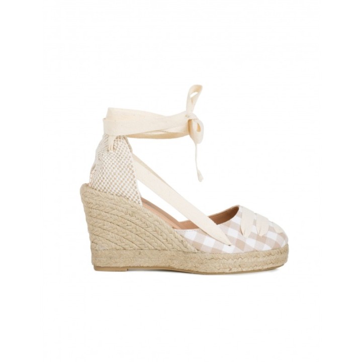 Alpargatas Cintas Cuna Vichy Beige PERA LIMONERA