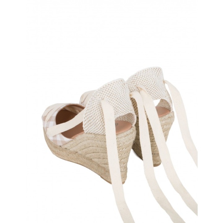 Alpargatas Cintas Cuna Vichy Beige PERA LIMONERA