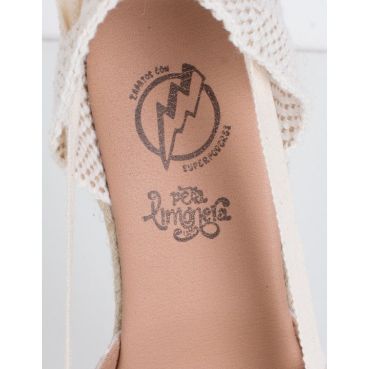 Alpargatas Cintas Cuna Vichy Beige PERA LIMONERA
