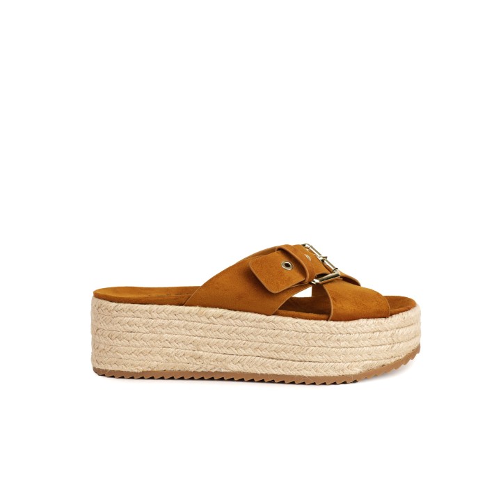XTI Sandalias Esparto Plataforma Cuero