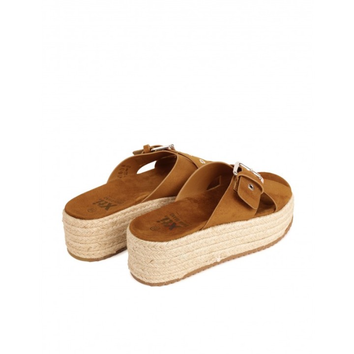 XTI Sandalias Esparto Plataforma Cuero