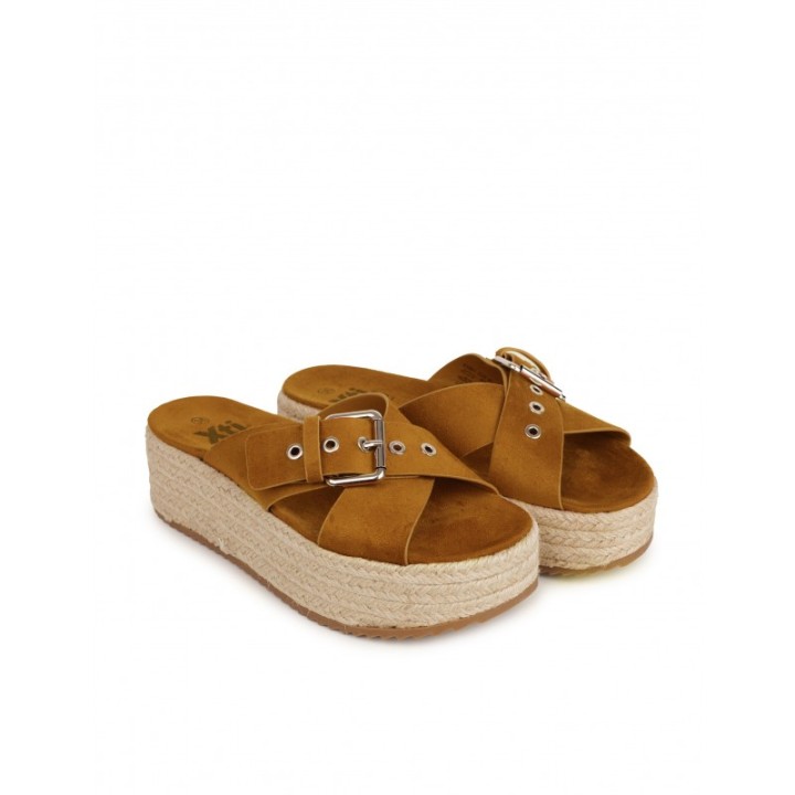 XTI Sandalias Esparto Plataforma Cuero
