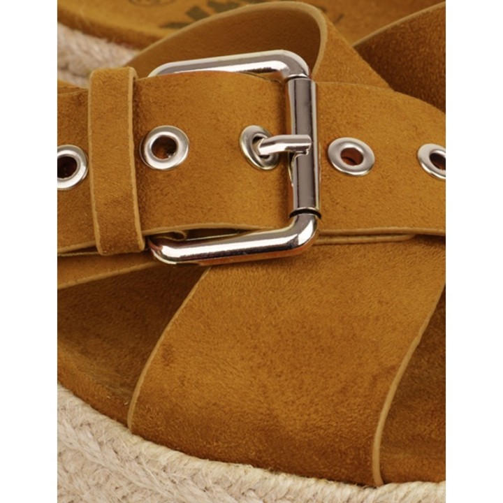 XTI Sandalias Esparto Plataforma Cuero