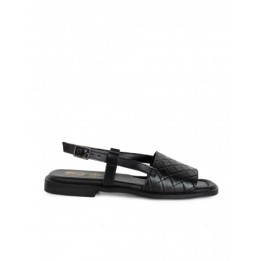 Sandalias Planas Piel Negra PERA LIMONERA
