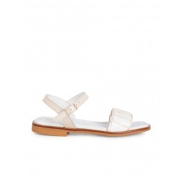 Sandalias Planas Combinadas Piel Blanca PERA LIMONERA