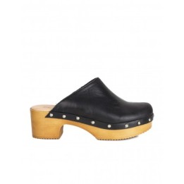 Zuecos Tachuelas Piel Negros PERA LIMONERA