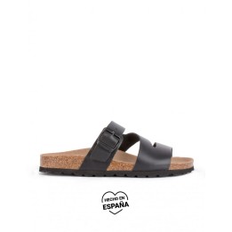 AUTENTI Sandalias Tiras Suela Corcho Negro