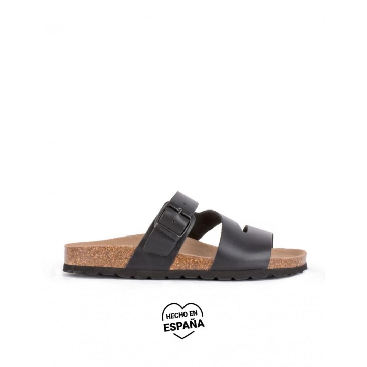AUTENTI Sandalias Tiras Suela Corcho Negro