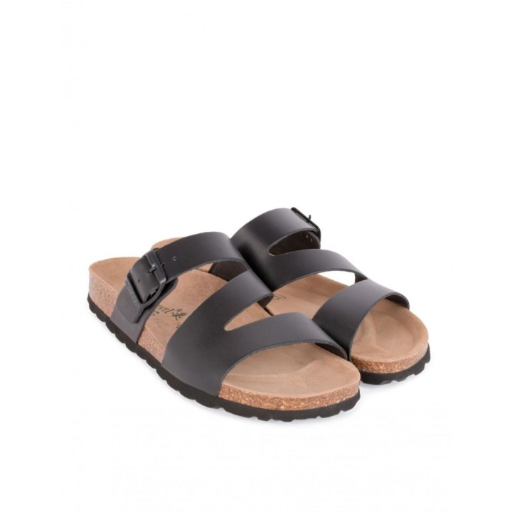 AUTENTI Sandalias Tiras Suela Corcho Negro