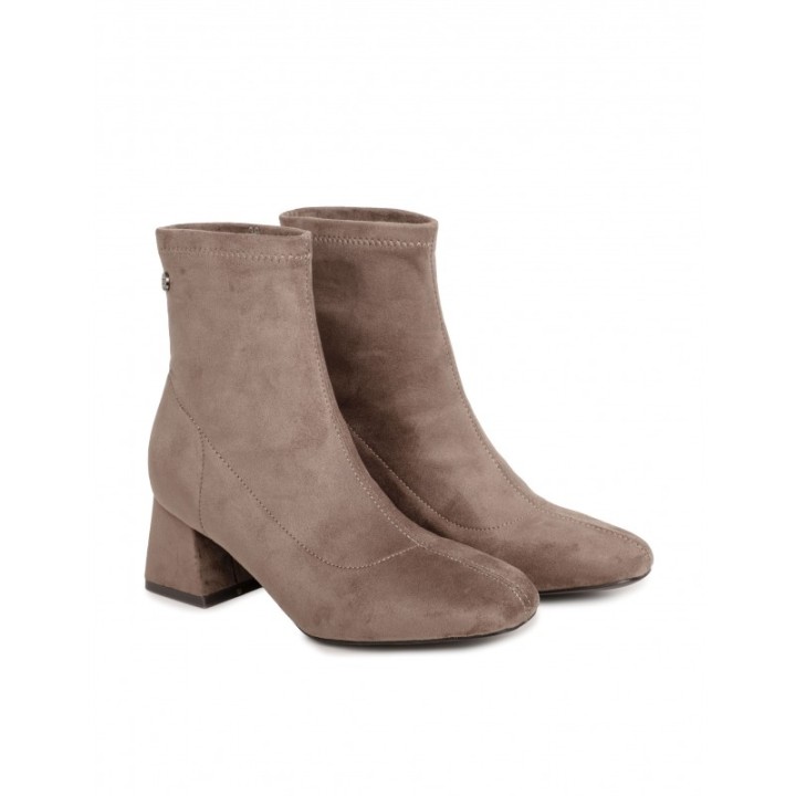 XTI Botines Veganos Tacon Cuadrado Taupe