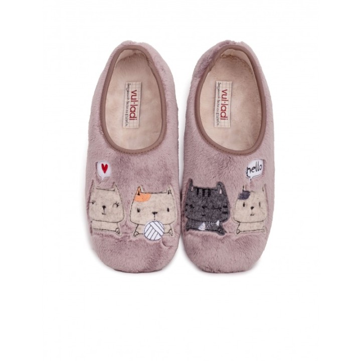 VULLADI Zapatillas Cerradas Gatos Lila