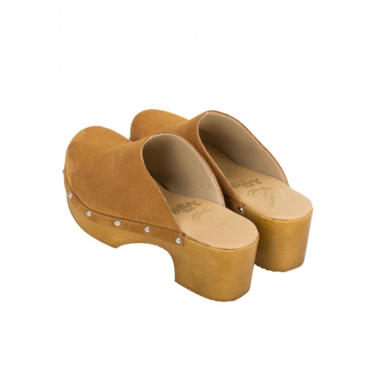Zuecos Madera Tachas Serraje Cuero PERA LIMONERA