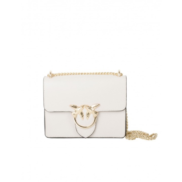 Bolso Piel Cadena Pajaros Beige