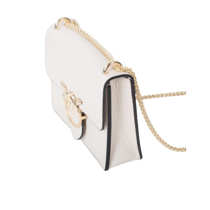 Bolso Piel Cadena Pajaros Beige