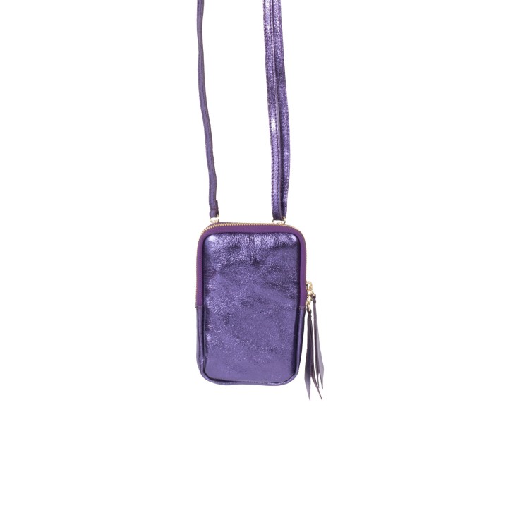 Bolso Porta Movil Metalizado Violeta