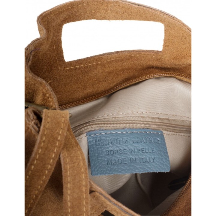 Bolso Flecos Asa Cuero