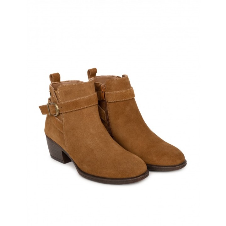 Botines Tacon Impermeables Hebilla Cuero