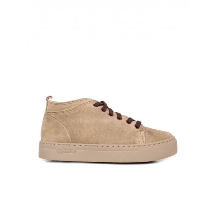 NATURAL WORLD Botines Cordones Plataforma Beige