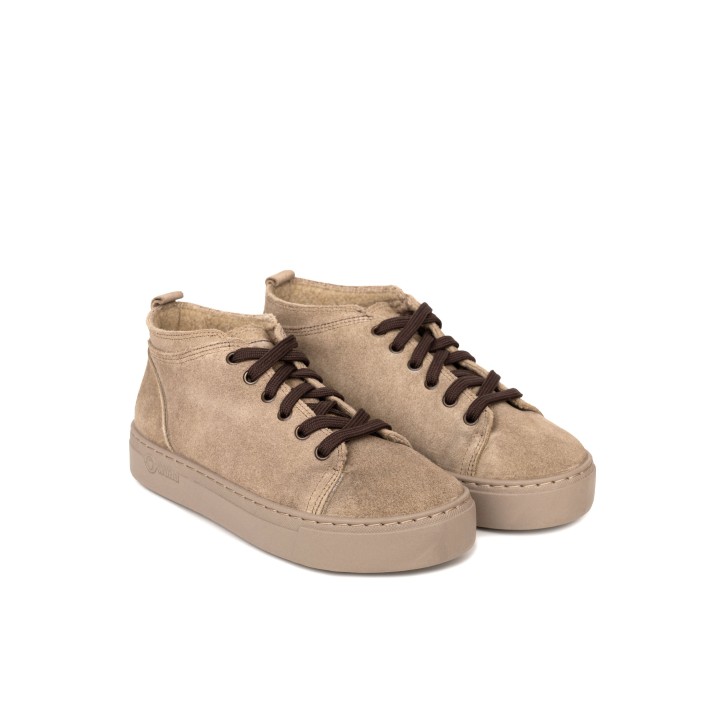 NATURAL WORLD Botines Cordones Plataforma Beige