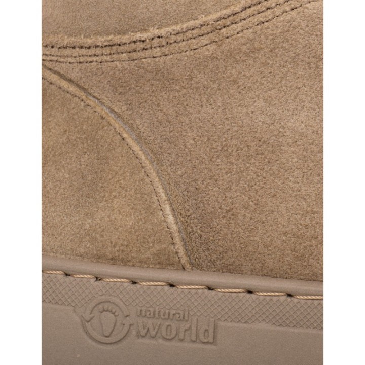 NATURAL WORLD Botines Cordones Plataforma Beige