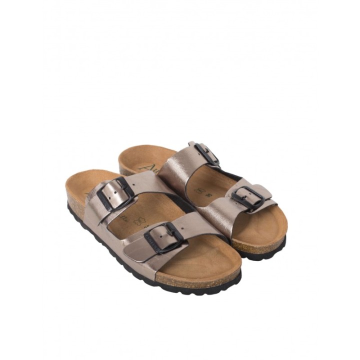 AUTENTI Sandalias Bio Hebillas Plomo