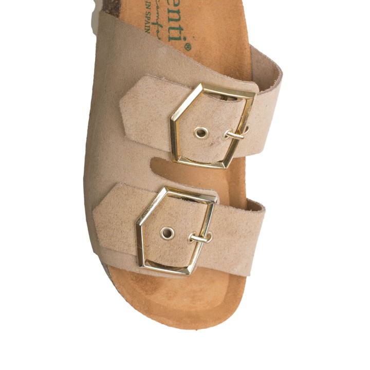 AUTENTI Sandalias Bio Hebillas Doradas Topo