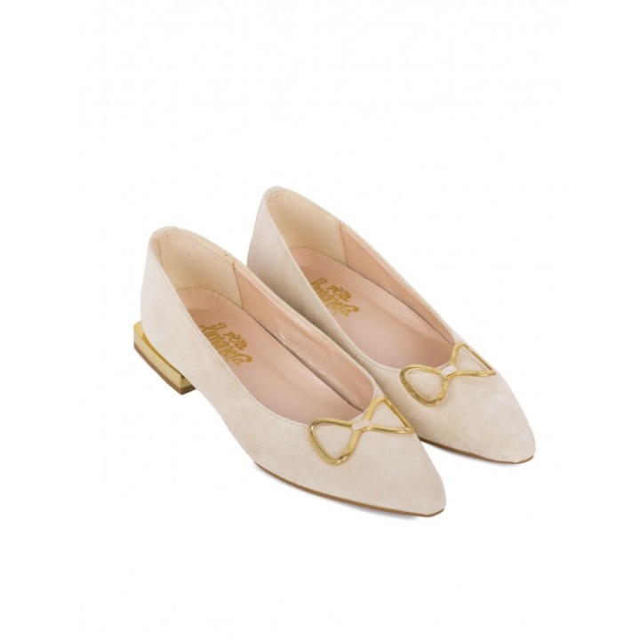 Bailarinas Lazo Metalico Beige PERA LIMONERA