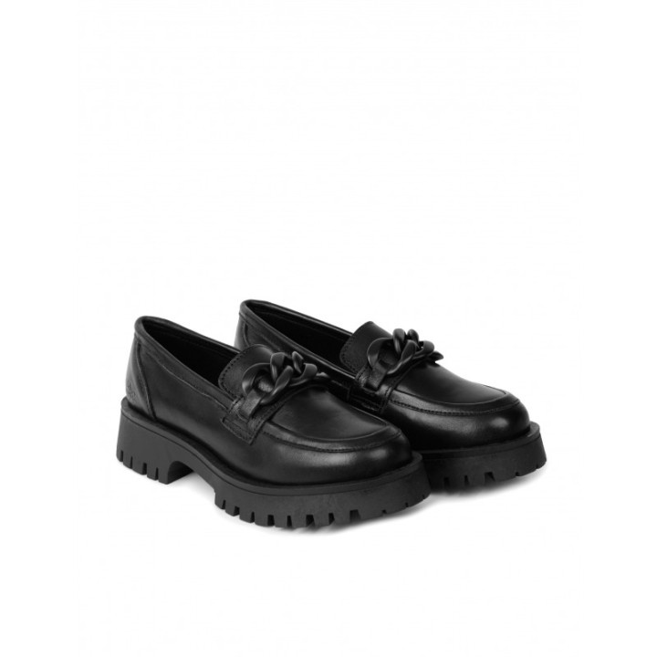 Mocasines Track Piel Cadena Negros PERA LIMONERA