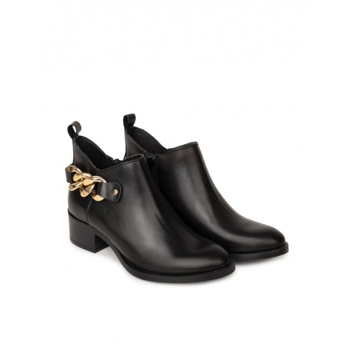 Botines Camperos Tobilleros Cadena Negros PERA LIMONERA
