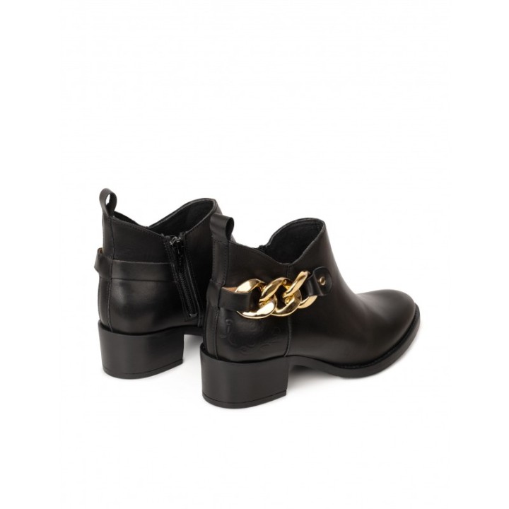 Botines Camperos Tobilleros Cadena Negros PERA LIMONERA