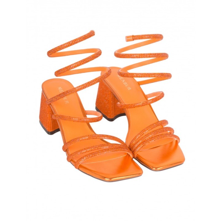 MENBUR Sandalias Fiesta Brillos Naranja