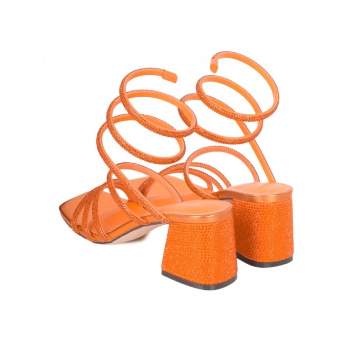 MENBUR Sandalias Fiesta Brillos Naranja