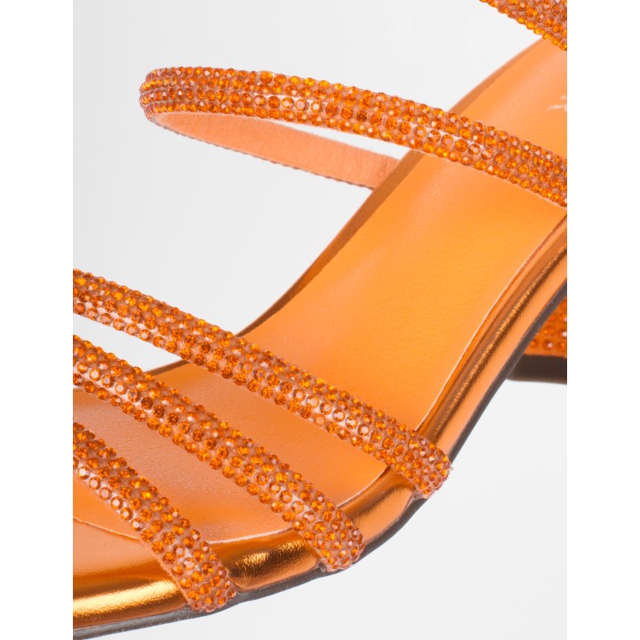 MENBUR Sandalias Fiesta Brillos Naranja